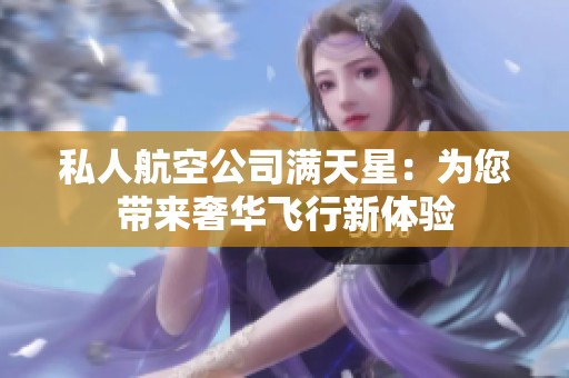 私人航空公司满天星：为您带来奢华飞行新体验