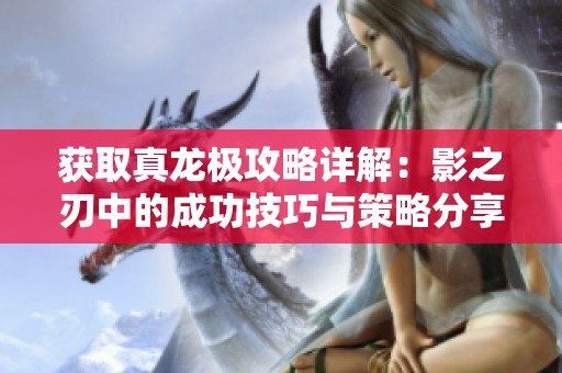 获取真龙极攻略详解：影之刃中的成功技巧与策略分享