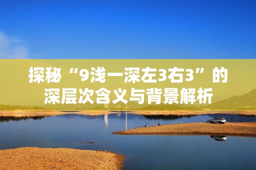 探秘“9浅一深左3右3”的深层次含义与背景解析