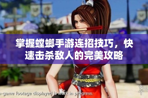 掌握螳螂手游连招技巧，快速击杀敌人的完美攻略