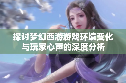 探讨梦幻西游游戏环境变化与玩家心声的深度分析