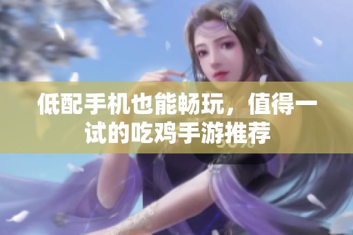 低配手机也能畅玩，值得一试的吃鸡手游推荐