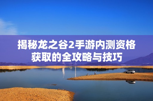 揭秘龙之谷2手游内测资格获取的全攻略与技巧