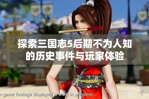 探索三国志5后期不为人知的历史事件与玩家体验