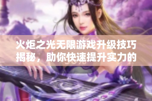 火炬之光无限游戏升级技巧揭秘，助你快速提升实力的终极攻略分享
