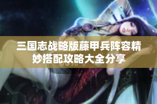 三国志战略版藤甲兵阵容精妙搭配攻略大全分享
