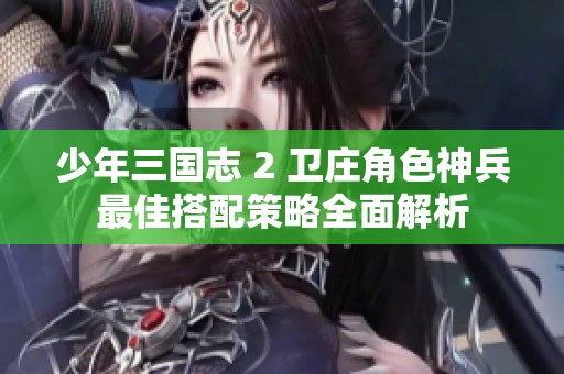 少年三国志 2 卫庄角色神兵最佳搭配策略全面解析