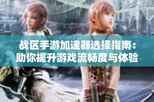 战区手游加速器选择指南：助你提升游戏流畅度与体验感