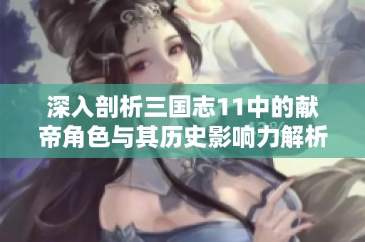 深入剖析三国志11中的献帝角色与其历史影响力解析