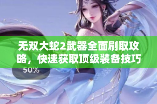 无双大蛇2武器全面刷取攻略，快速获取顶级装备技巧与心得分享